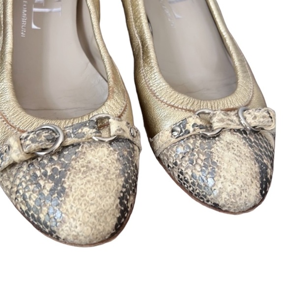 AGL Attilio Giusti Leombruni Monika Gold Metallic Snakeskin Ballet Loafer 37 - Picture 4 of 9